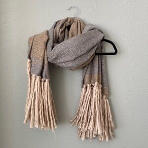 Anthropologie Blue and Brown Textured Scarf